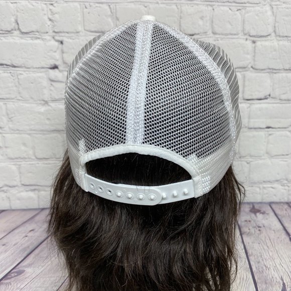 Vintage Farmer Hat Mesh Rope Cap Red White BROMOX Herbicide - DEFECT HOLE Item#2 - Picture 3 of 9